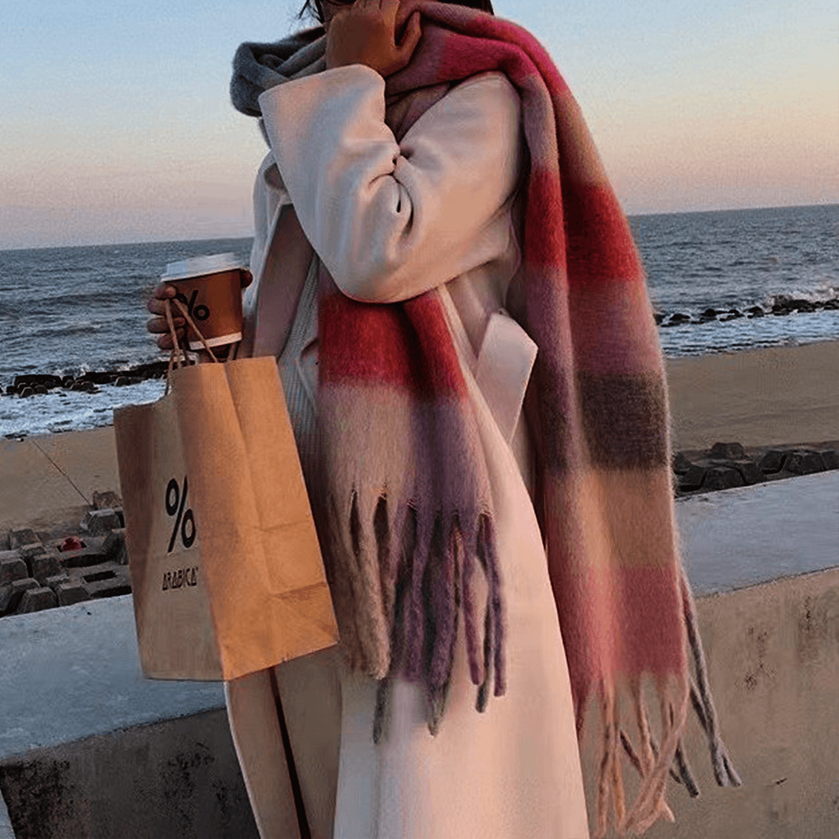 "PRAYcloths" Faux Cashmere Tassel Scarf