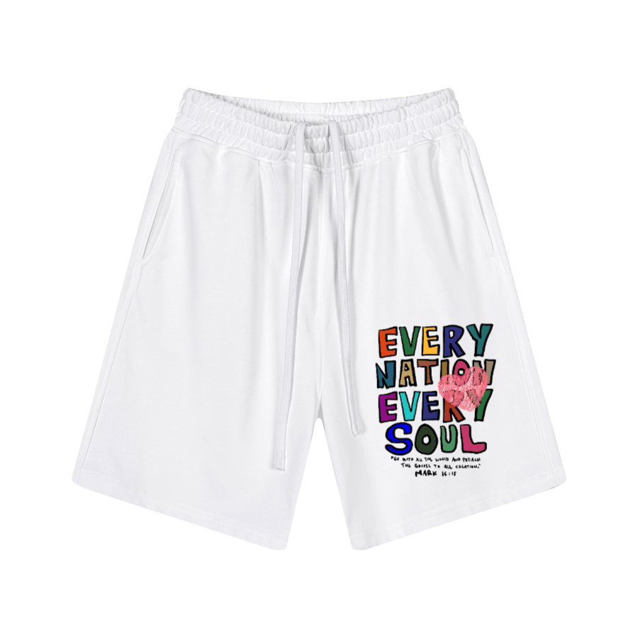 "EVERY NATION EVERY SOUL" Premium Cotton Kids Streetwear Shorts