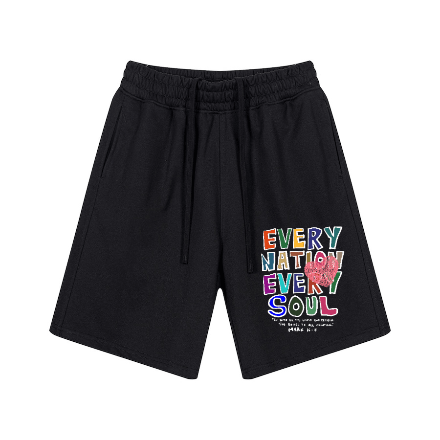 "EVERY NATION EVERY SOUL" Premium Cotton Kids Streetwear Shorts