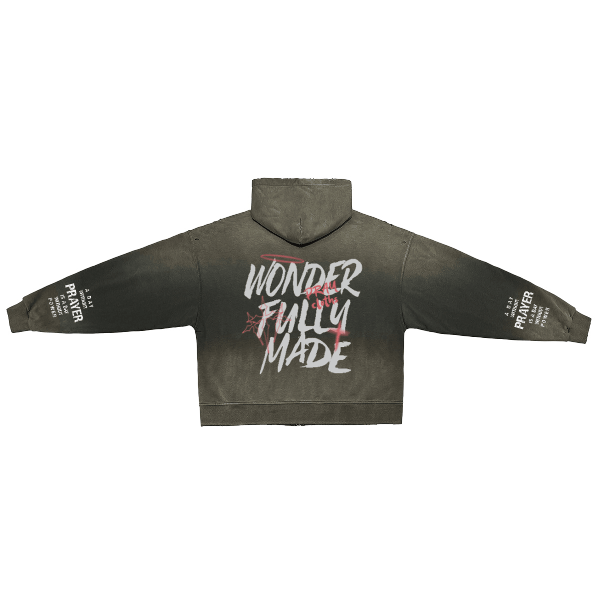 "WONDERFULLY MADE" Distressed Dystopian Unisex Zip-Up Hoodie