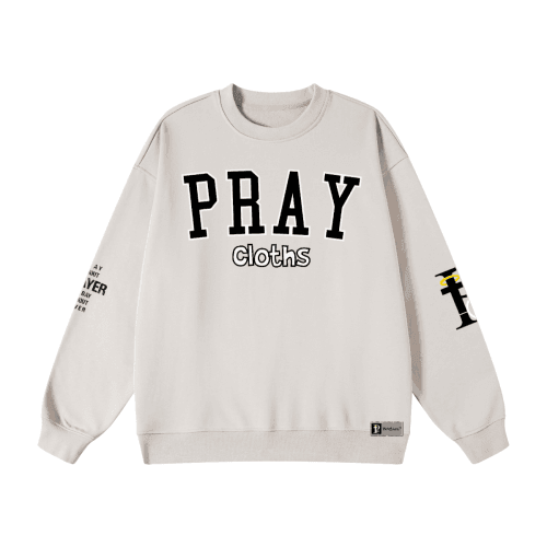 "PRAYcloths" Premium College Text Unisex Oversized Sweatshirt